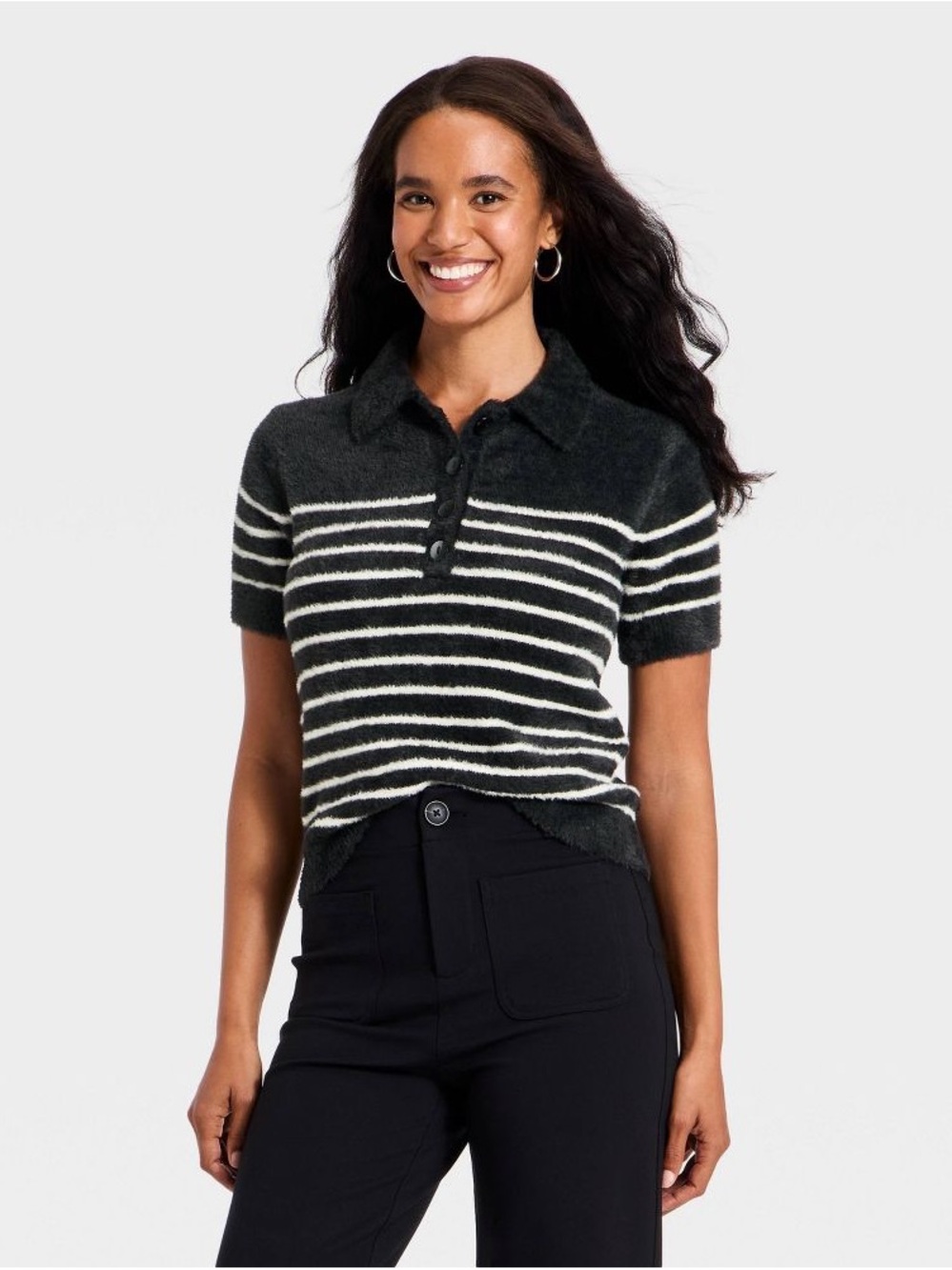 Women's Short Sleeve Polo Collar Fuzzy
Polo T-Shirt - A New Day